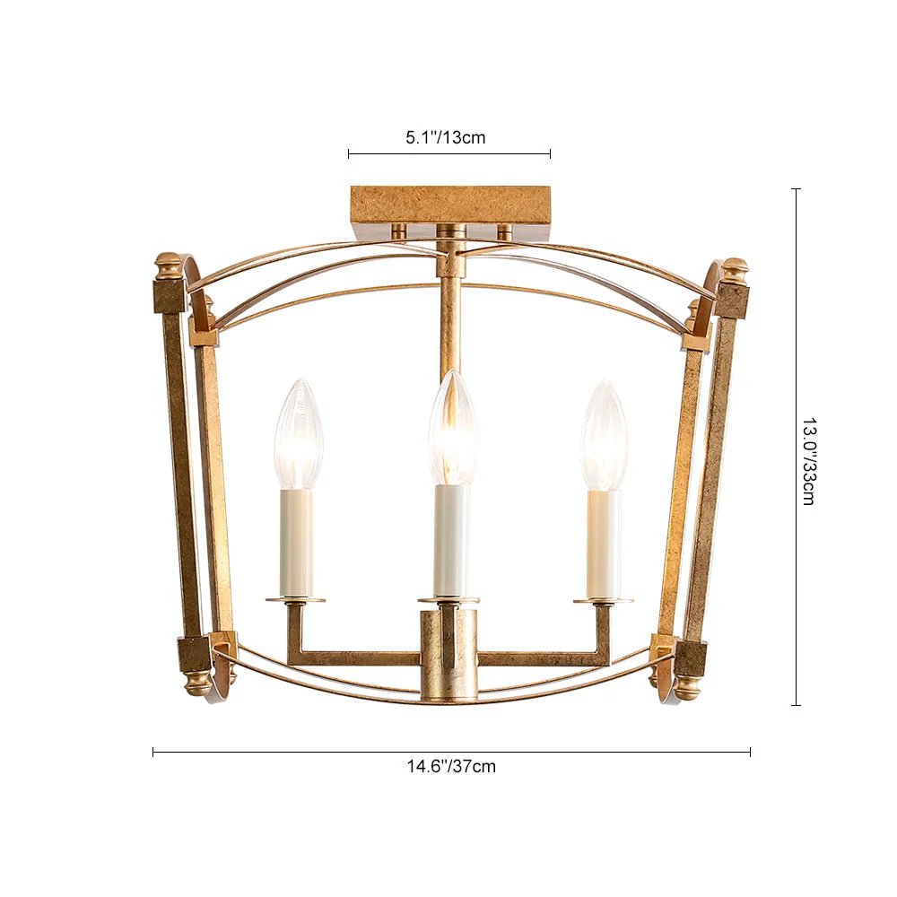4-light French Antique Candle Style Lantern Semi Flush - Image 11