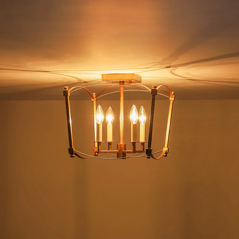 4-light French Antique Candle Style Lantern Semi Flush - Image 12