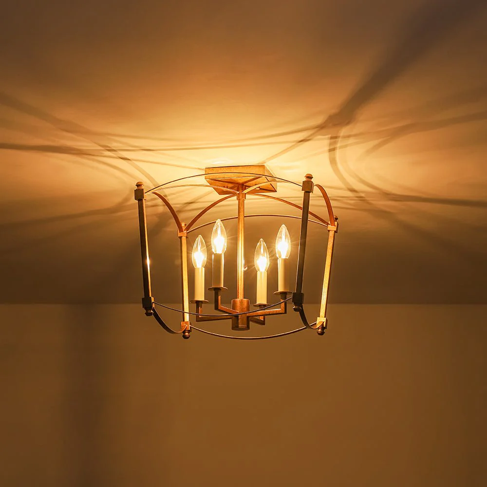 4-light French Antique Candle Style Lantern Semi Flush - Image 14