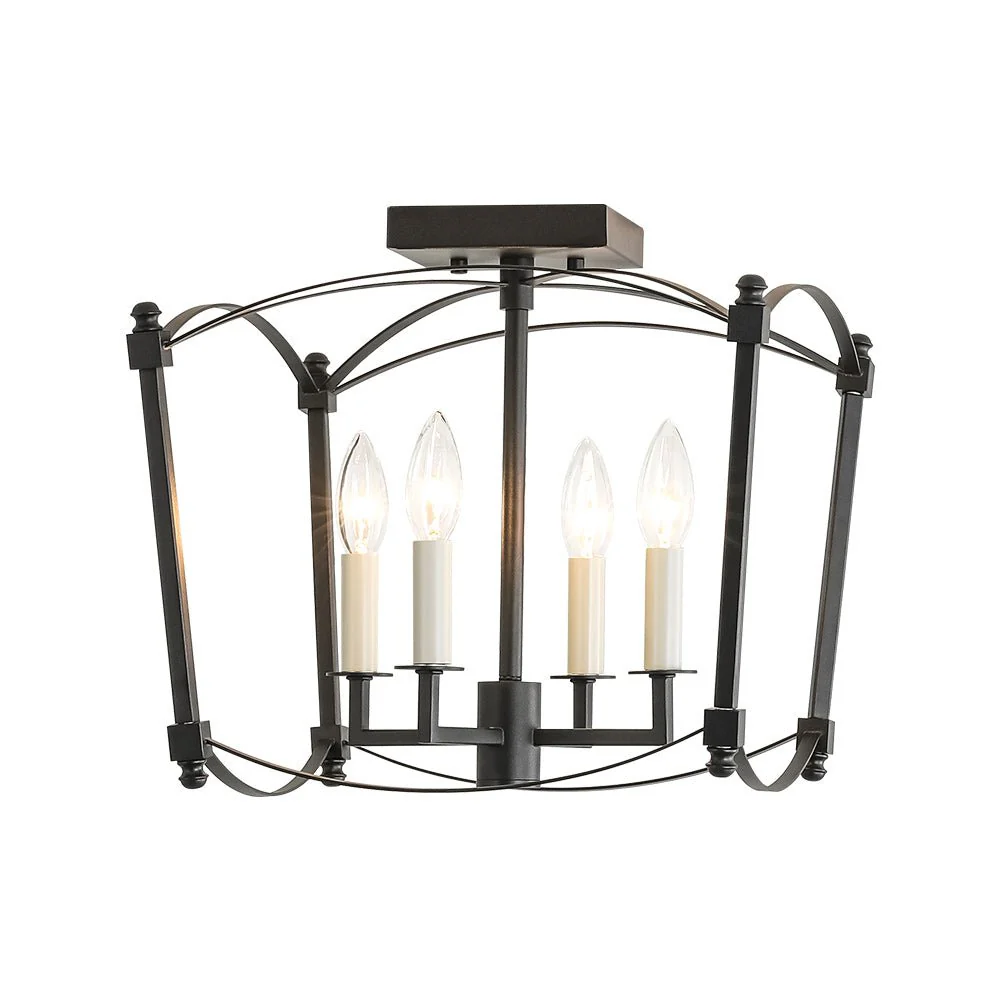 4-light French Antique Candle Style Lantern Semi Flush - Image 23