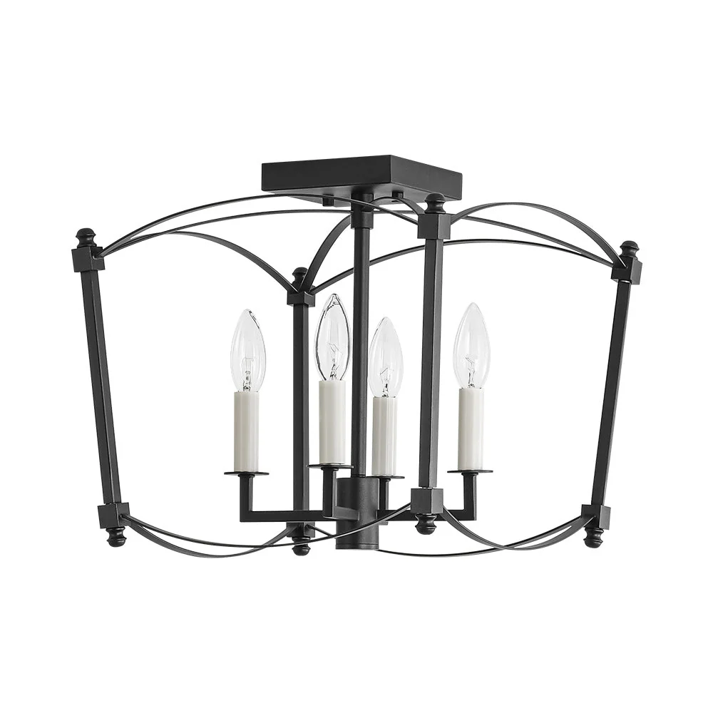 4-light French Antique Candle Style Lantern Semi Flush - Image 24