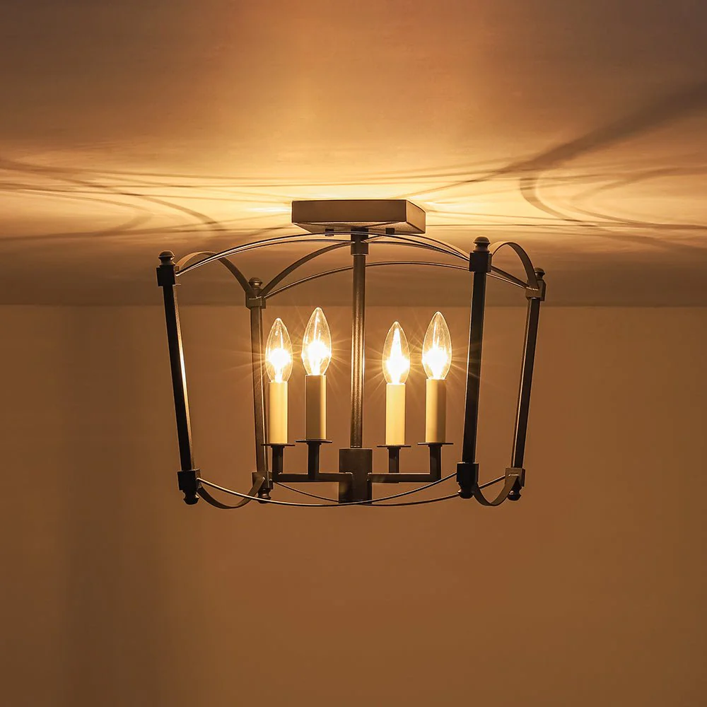 4-light French Antique Candle Style Lantern Semi Flush - Image 25
