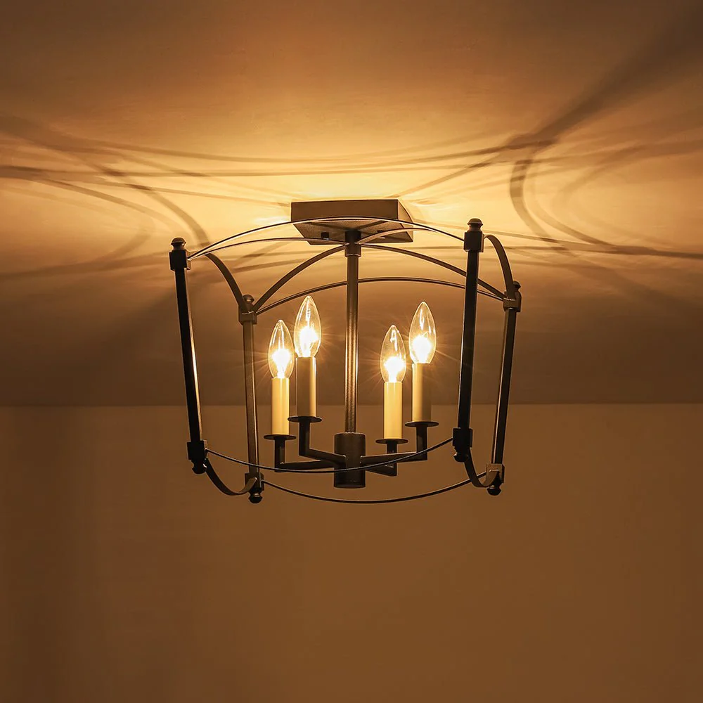 4-light French Antique Candle Style Lantern Semi Flush - Image 26