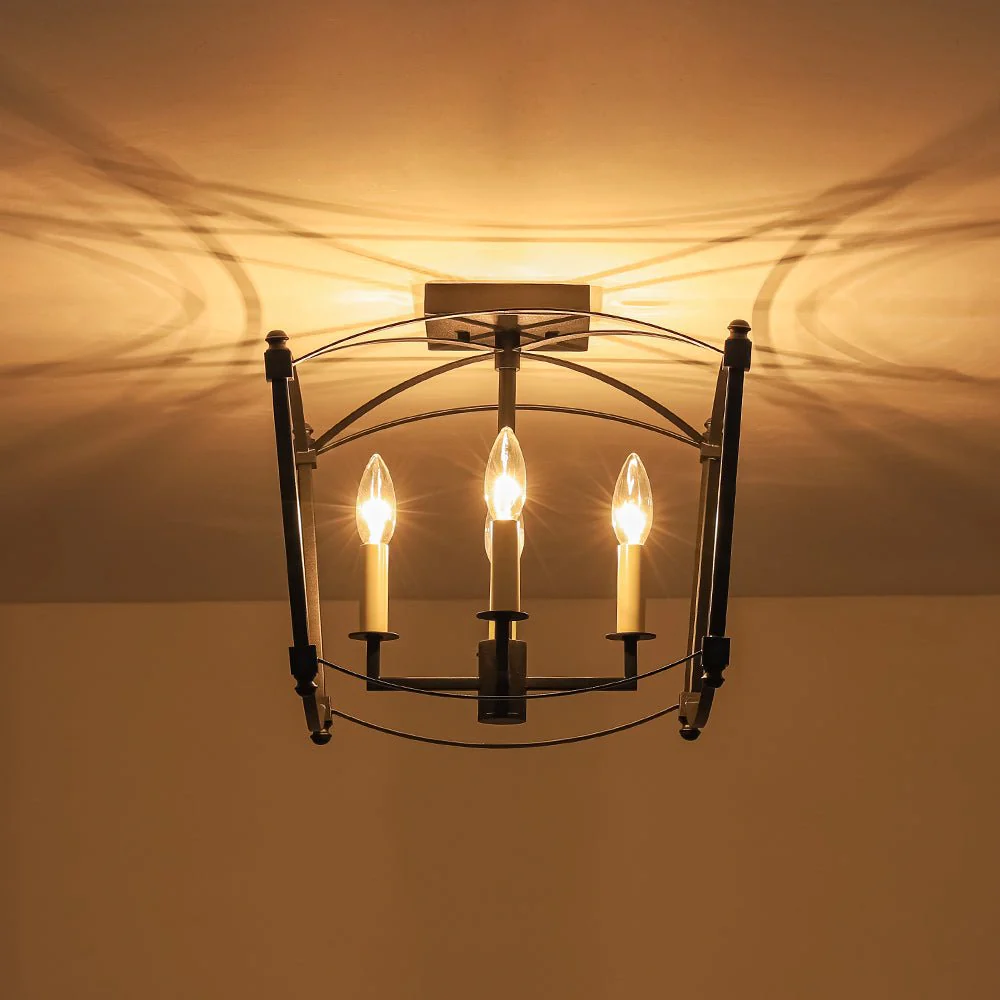 4-light French Antique Candle Style Lantern Semi Flush - Image 27