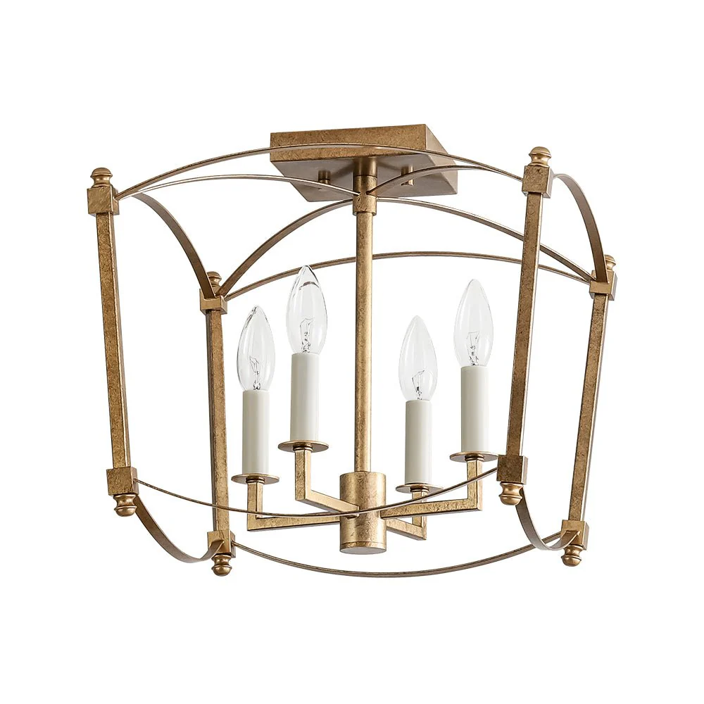 4-light French Antique Candle Style Lantern Semi Flush - Image 8