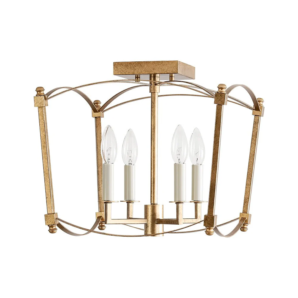 4-light French Antique Candle Style Lantern Semi Flush - Image 9