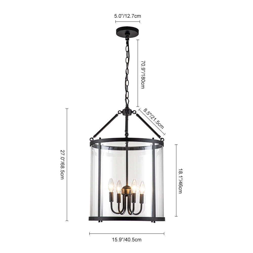 4-Light Manor Glass Wide Cylinder Lantern Pendant Light - Image 11