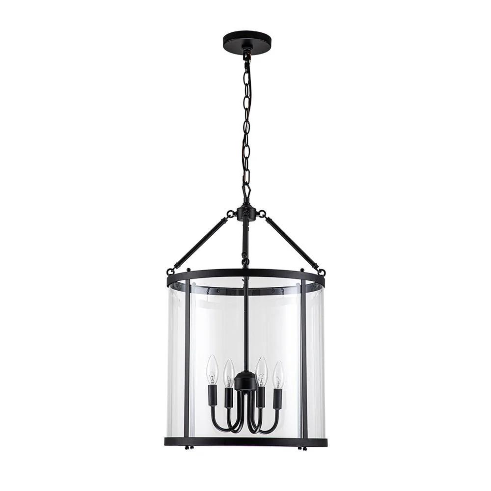 4-Light Manor Glass Wide Cylinder Lantern Pendant Light - Image 4