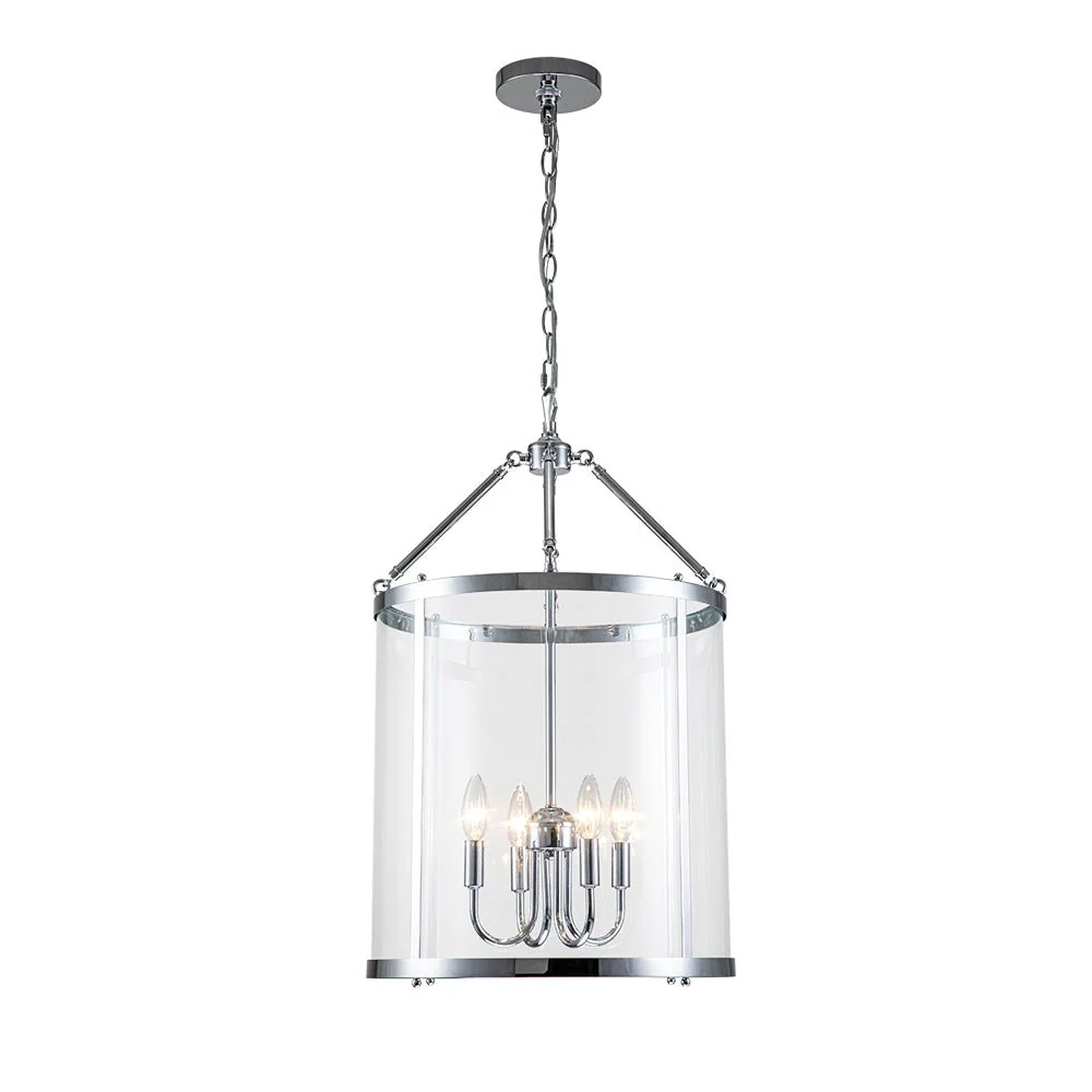 4-Light Manor Glass Wide Cylinder Lantern Pendant Light - Image 5