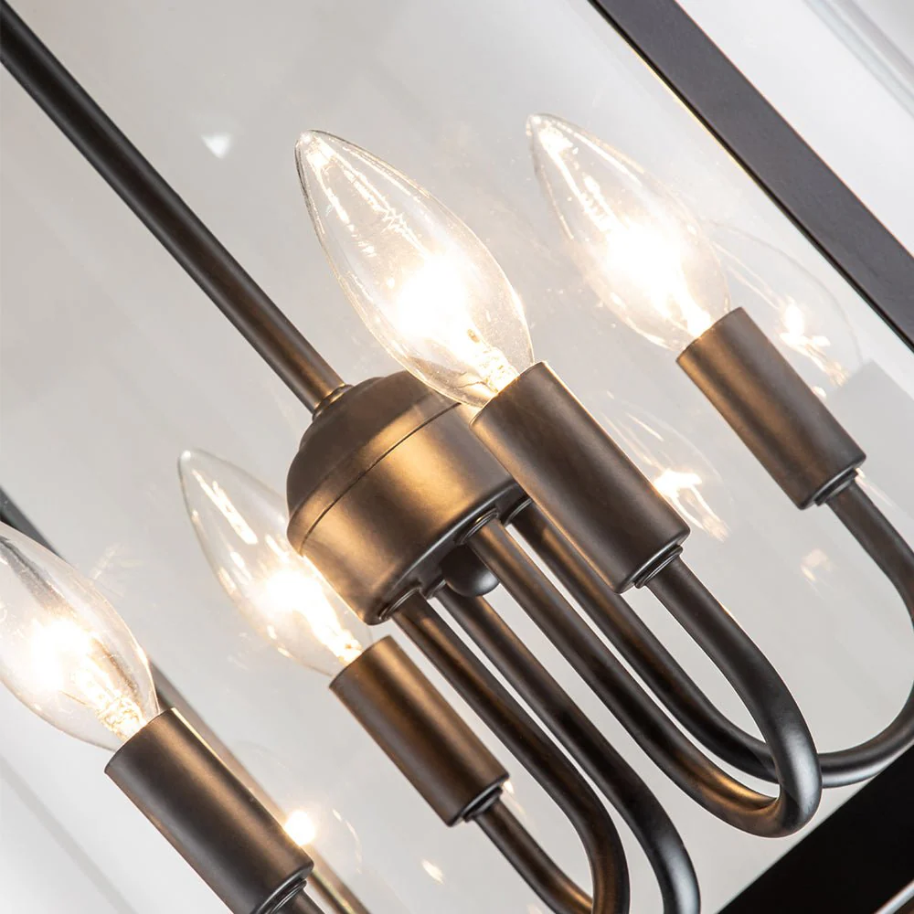 4-Light Manor Glass Wide Cylinder Lantern Pendant Light - Image 7