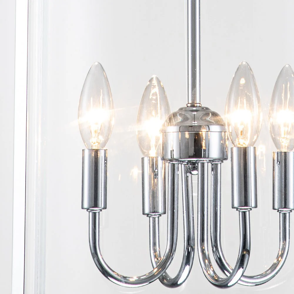 4-Light Manor Glass Wide Cylinder Lantern Pendant Light - Image 9