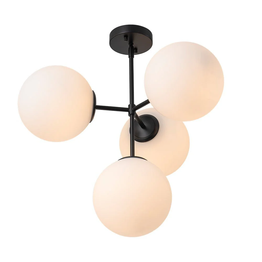 (OpenBox) 4-Light Opal Glass Globe Sputnik Semi Flush Chandelier - Image 14