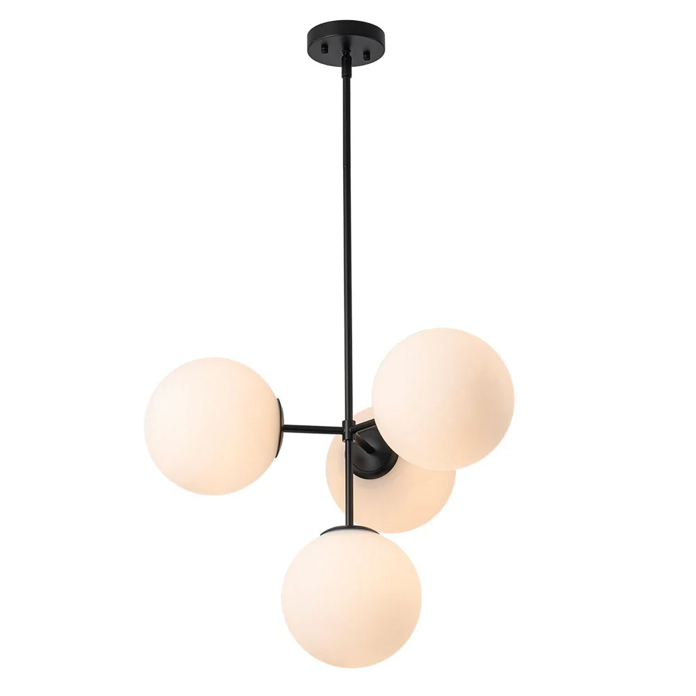 (OpenBox) 4-Light Opal Glass Globe Sputnik Semi Flush Chandelier - Image 15