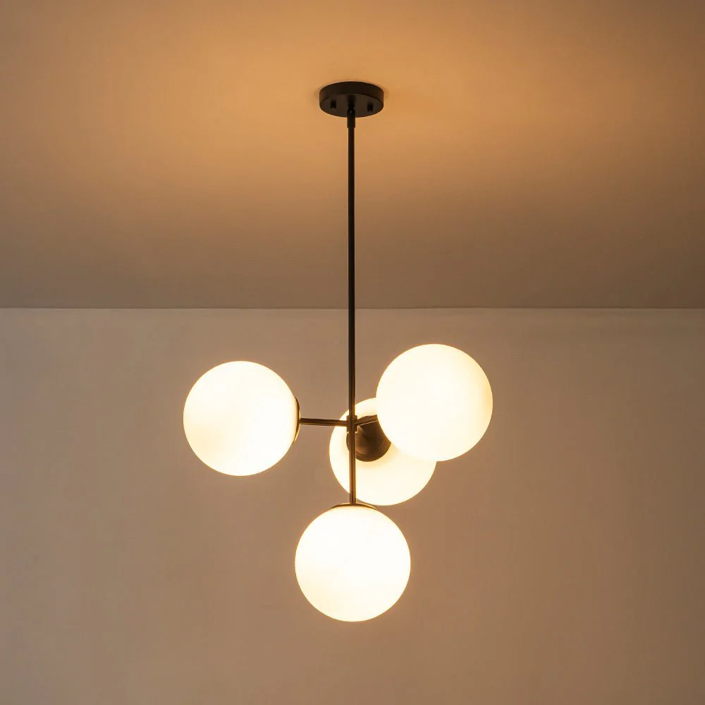 (OpenBox) 4-Light Opal Glass Globe Sputnik Semi Flush Chandelier - Image 18