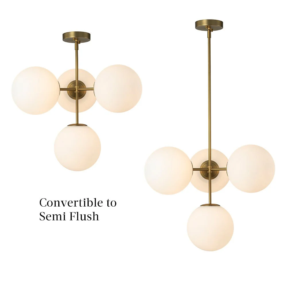 (OpenBox) 4-Light Opal Glass Globe Sputnik Semi Flush Chandelier - Image 4