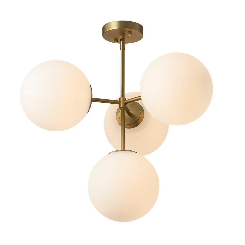 (OpenBox) 4-Light Opal Glass Globe Sputnik Semi Flush Chandelier - Image 5
