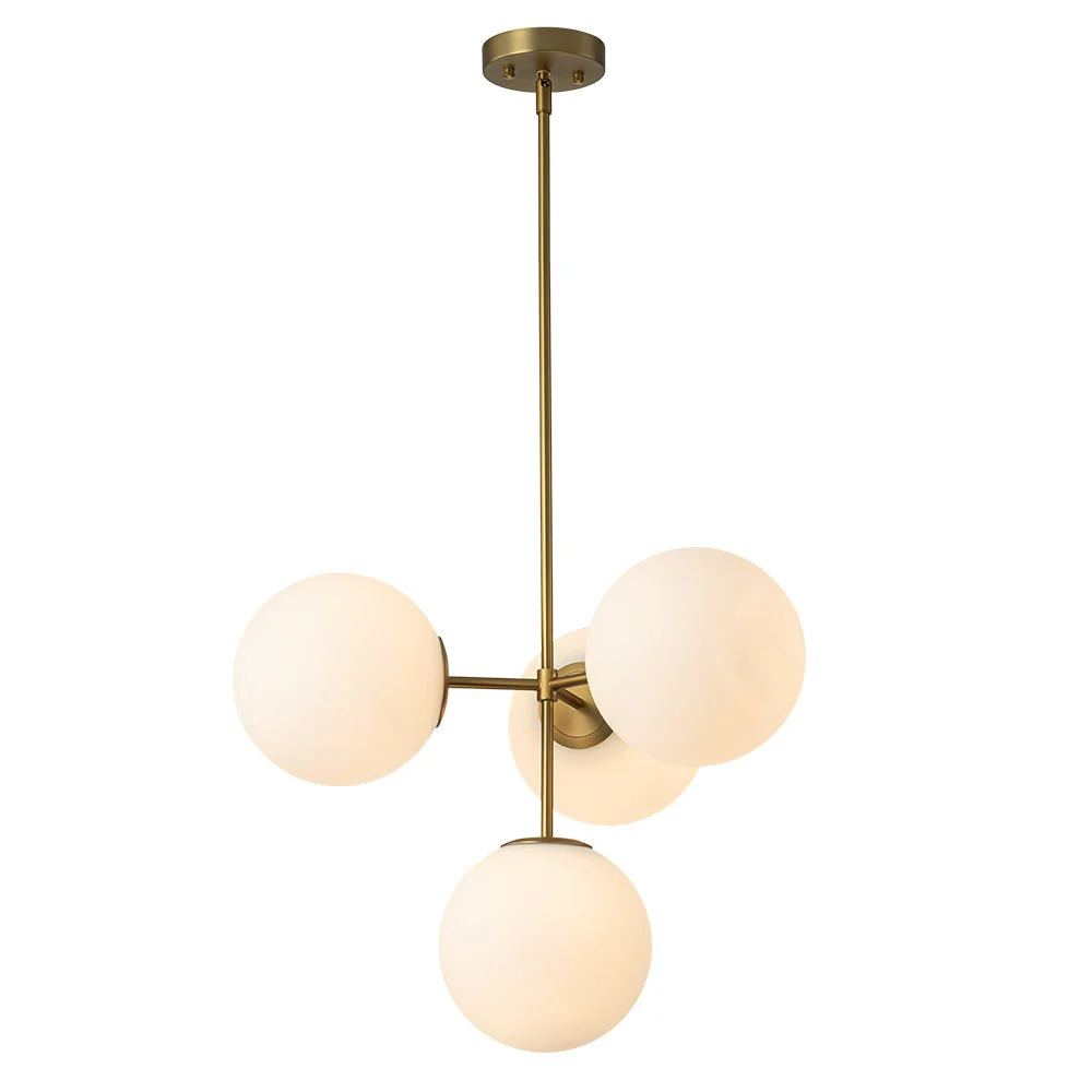 (OpenBox) 4-Light Opal Glass Globe Sputnik Semi Flush Chandelier - Image 6