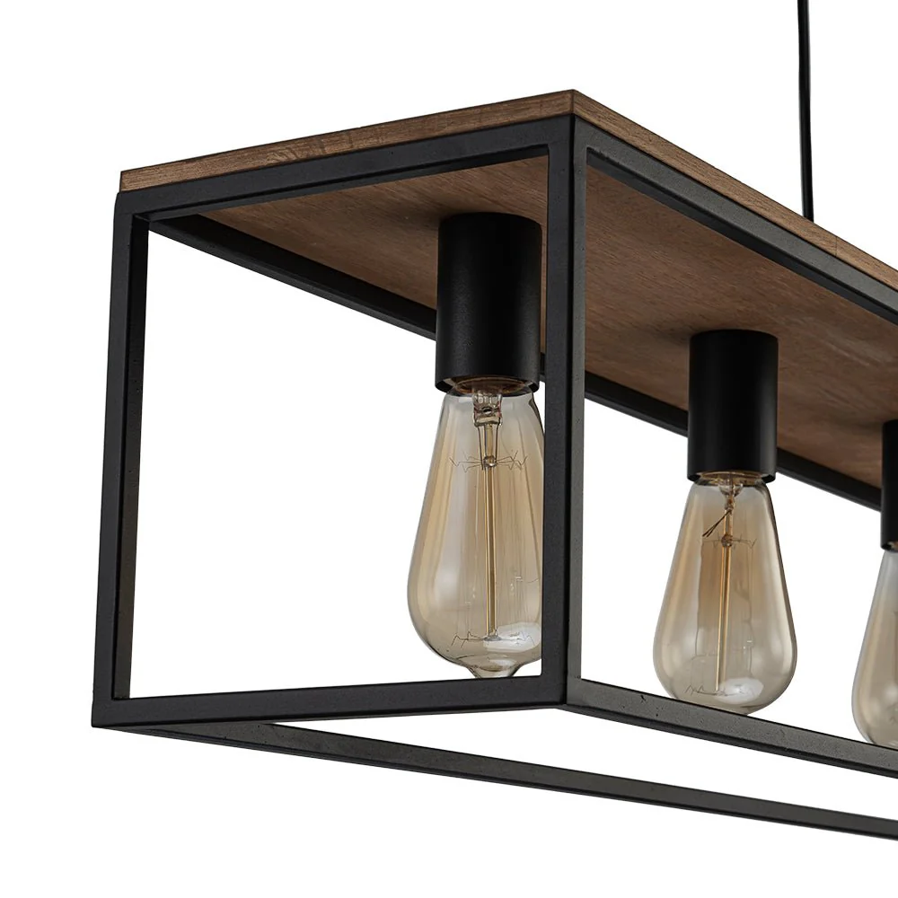 (OpenBox) 5-Light Aged Oak Iron Rectangle Cage Island Chandelier - Image 12