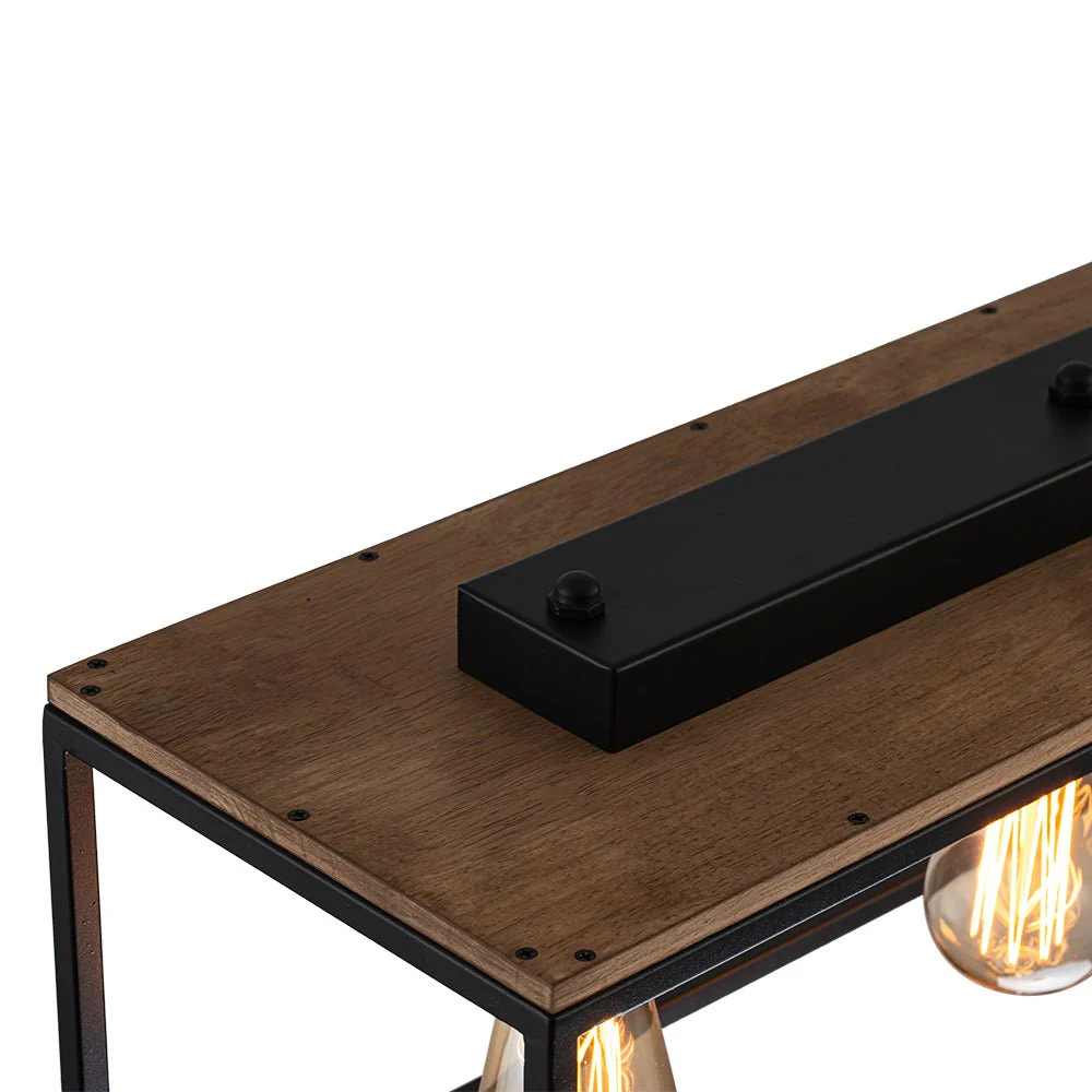 (OpenBox) 5-Light Aged Oak Iron Rectangle Cage Island Chandelier - Image 13