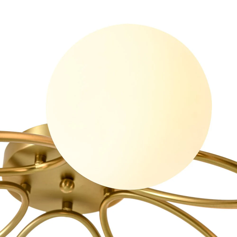 5-Light Bloom Ring Opal Glass Globe Semi Flush Mount - Image 12