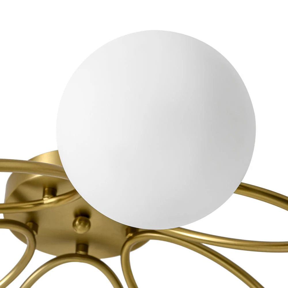 5-Light Bloom Ring Opal Glass Globe Semi Flush Mount - Image 13