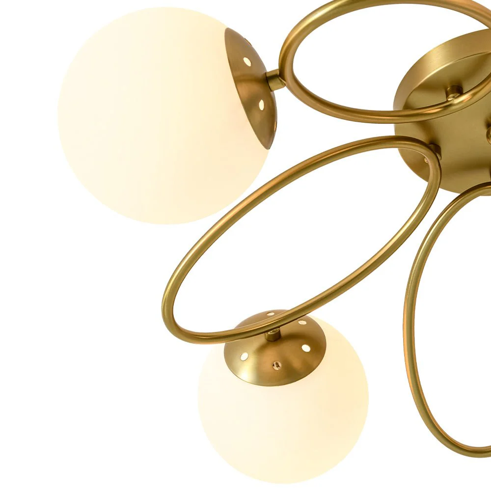 5-Light Bloom Ring Opal Glass Globe Semi Flush Mount - Image 14