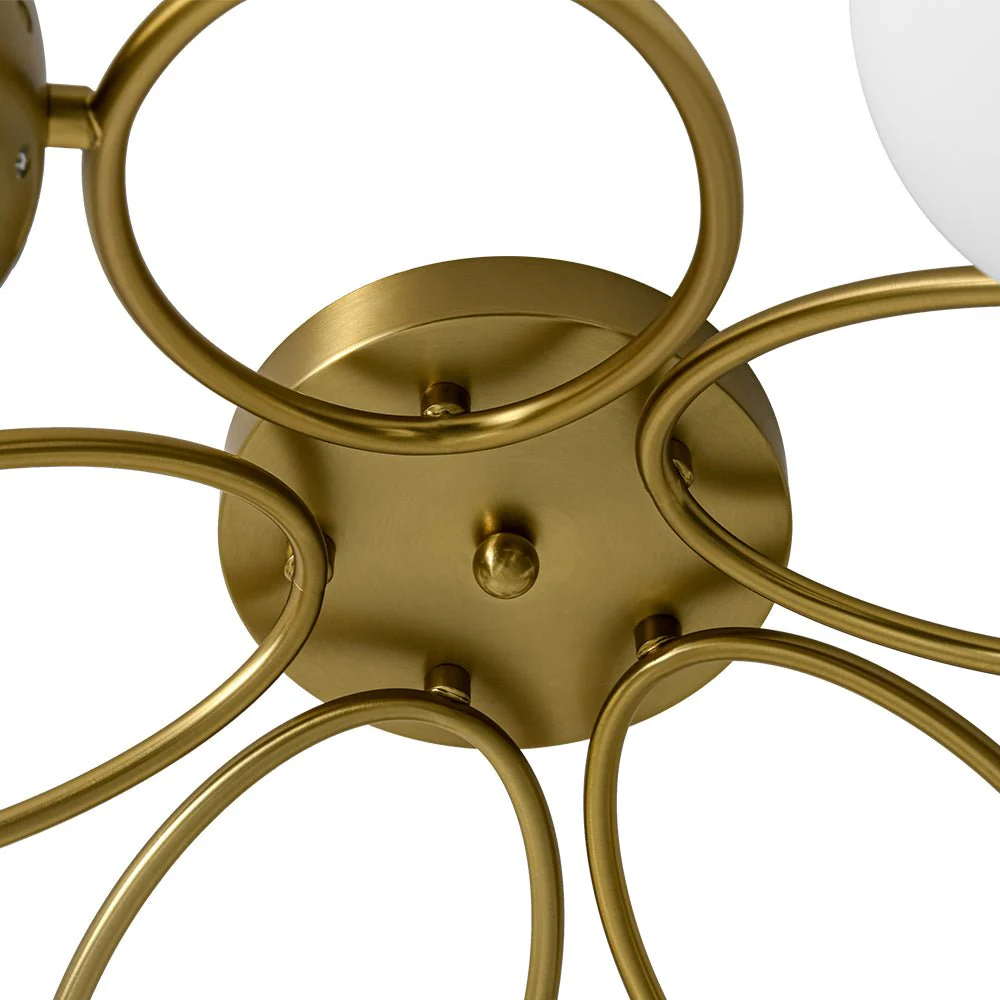 5-Light Bloom Ring Opal Glass Globe Semi Flush Mount - Image 15