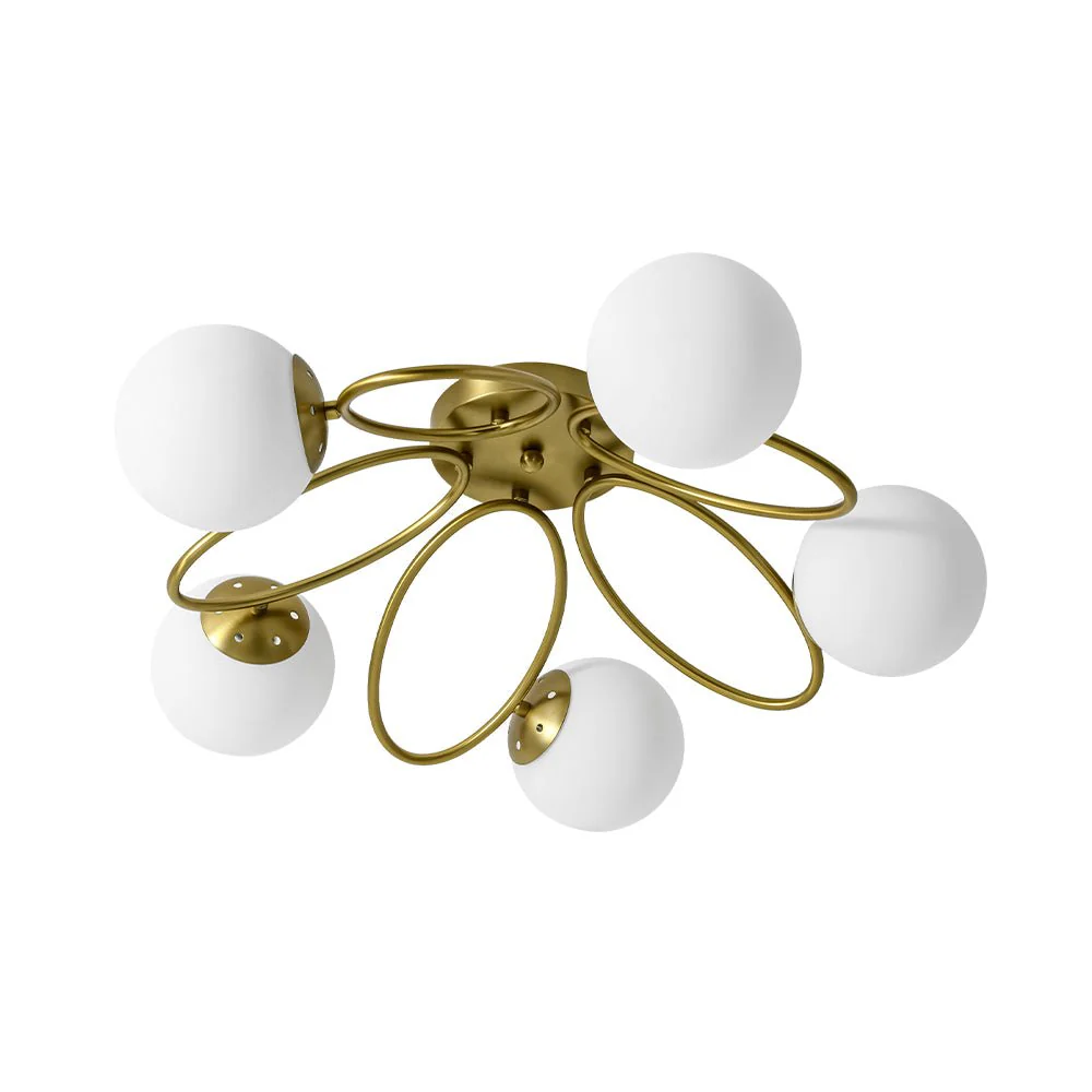 5-Light Bloom Ring Opal Glass Globe Semi Flush Mount - Image 4
