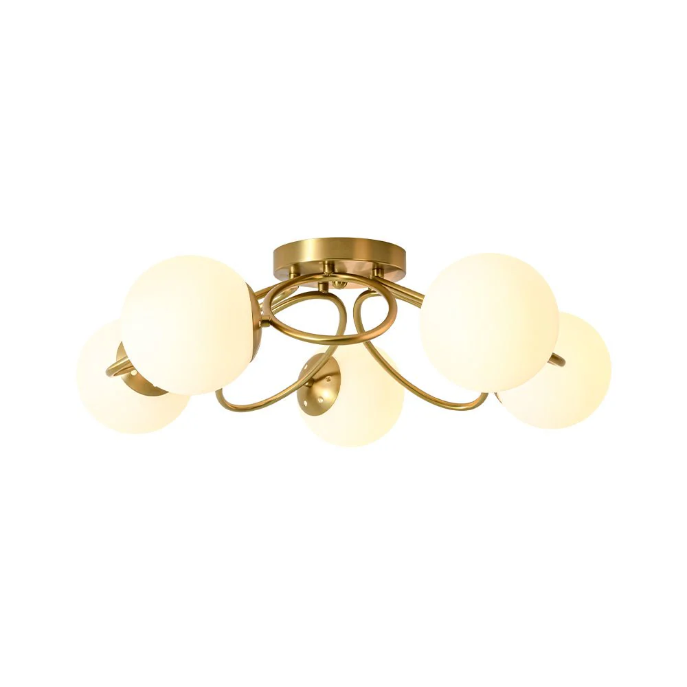 5-Light Bloom Ring Opal Glass Globe Semi Flush Mount - Image 7