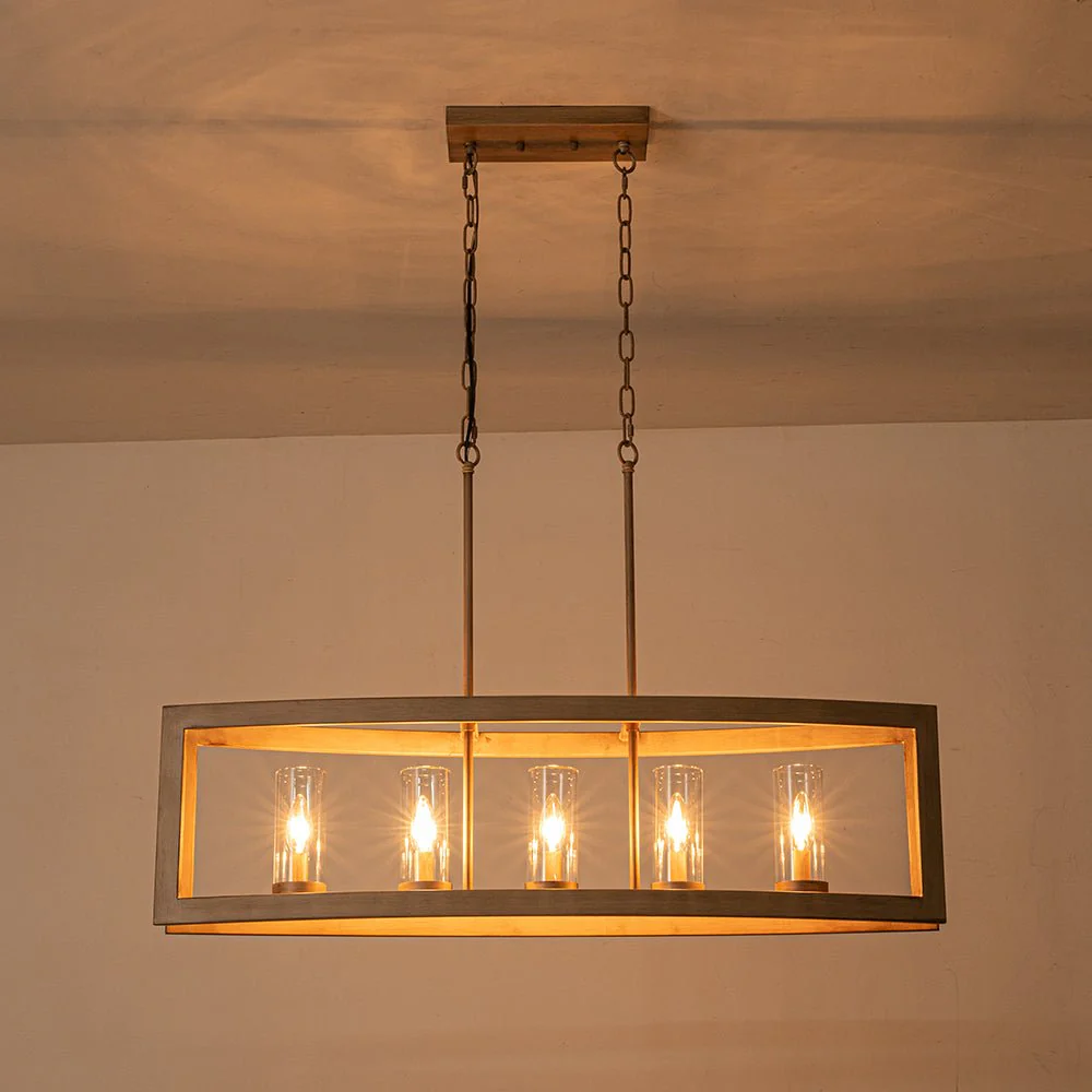 (OpenBox) 5-Light Curved Rectangle Frame Island Chandelier - Image 14