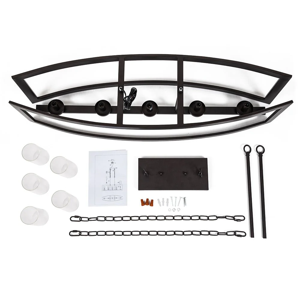 (OpenBox) 5-Light Curved Rectangle Frame Island Chandelier - Image 17