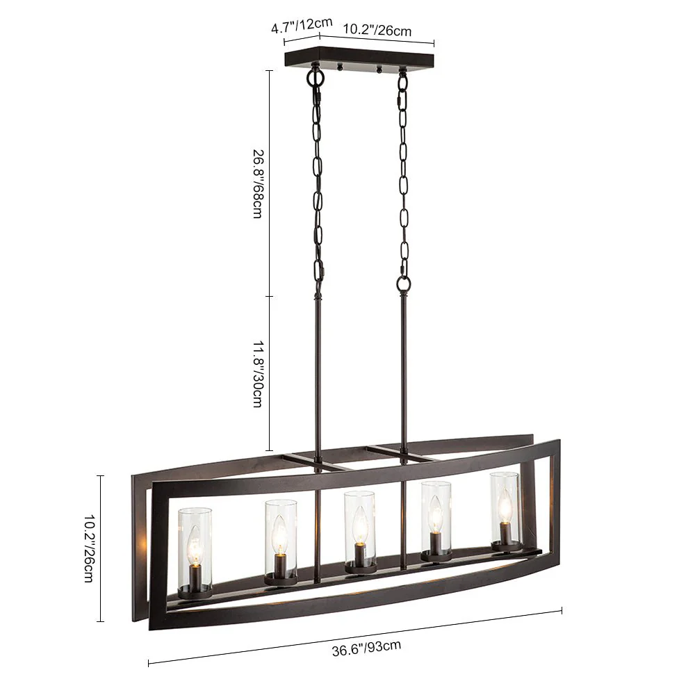 (OpenBox) 5-Light Curved Rectangle Frame Island Chandelier - Image 19