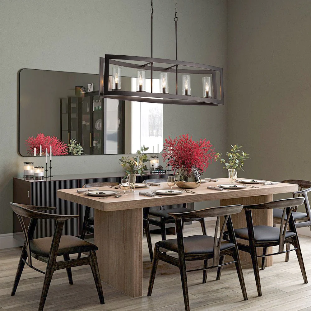 (OpenBox) 5-Light Curved Rectangle Frame Island Chandelier - Image 2