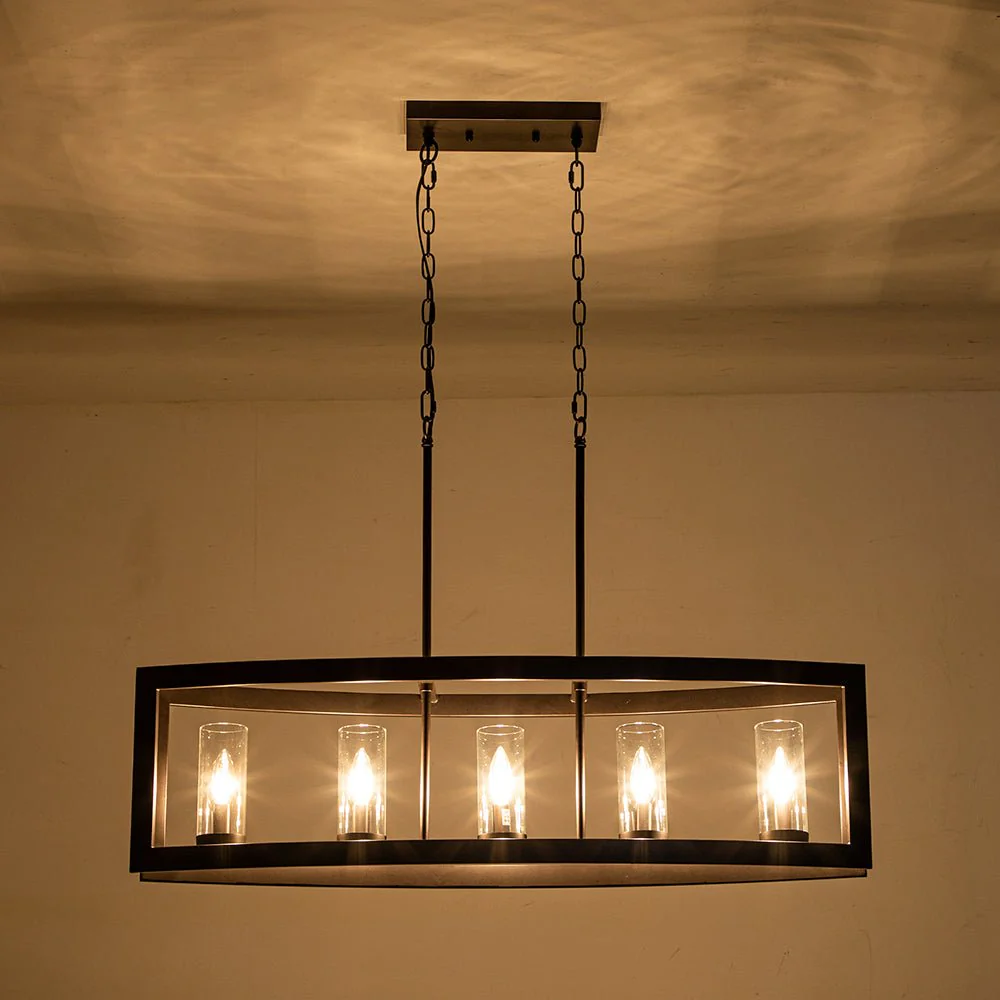 (OpenBox) 5-Light Curved Rectangle Frame Island Chandelier - Image 8