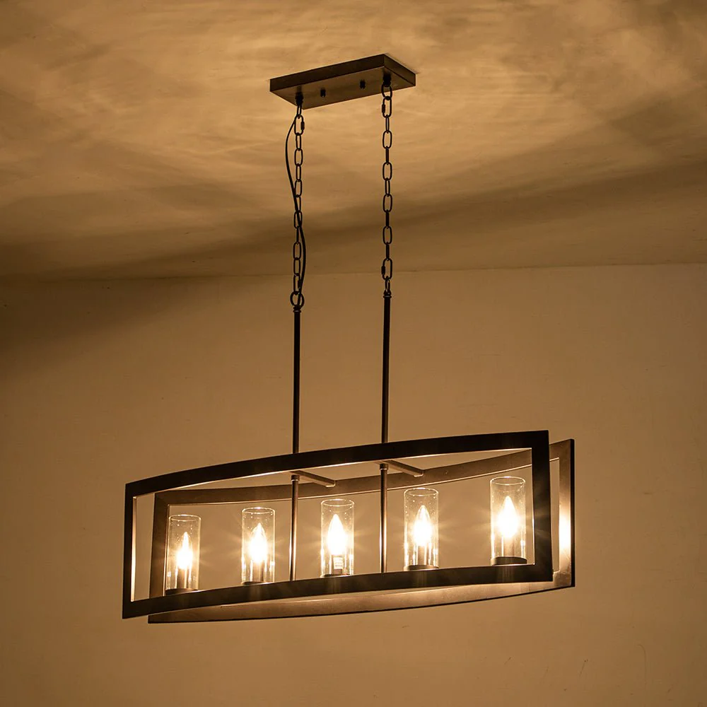 (OpenBox) 5-Light Curved Rectangle Frame Island Chandelier - Image 9