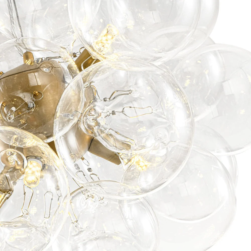 (OpenBox) 6-Light Dimmable Brass Cluster Clear Glass Bubble Sphere Chandelier - Image 14