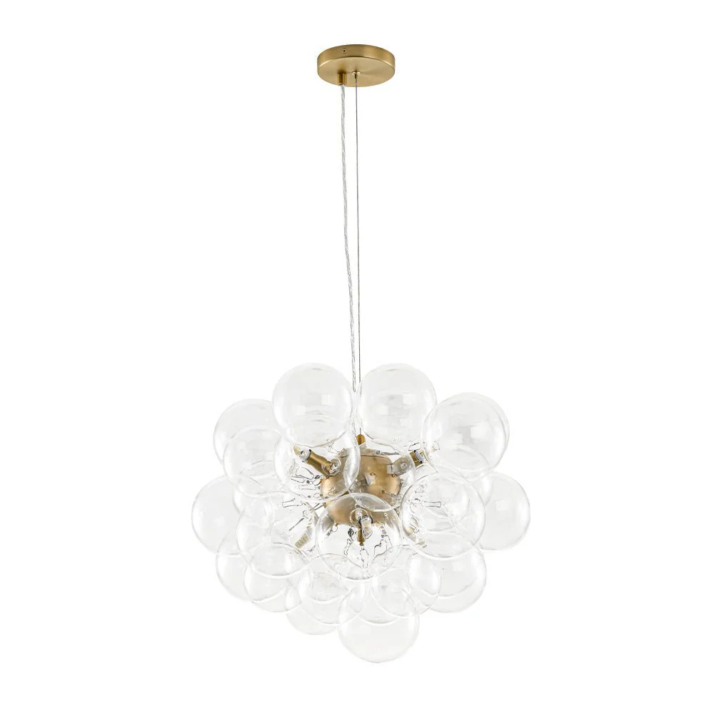 (OpenBox) 6-Light Dimmable Brass Cluster Clear Glass Bubble Sphere Chandelier - Image 5