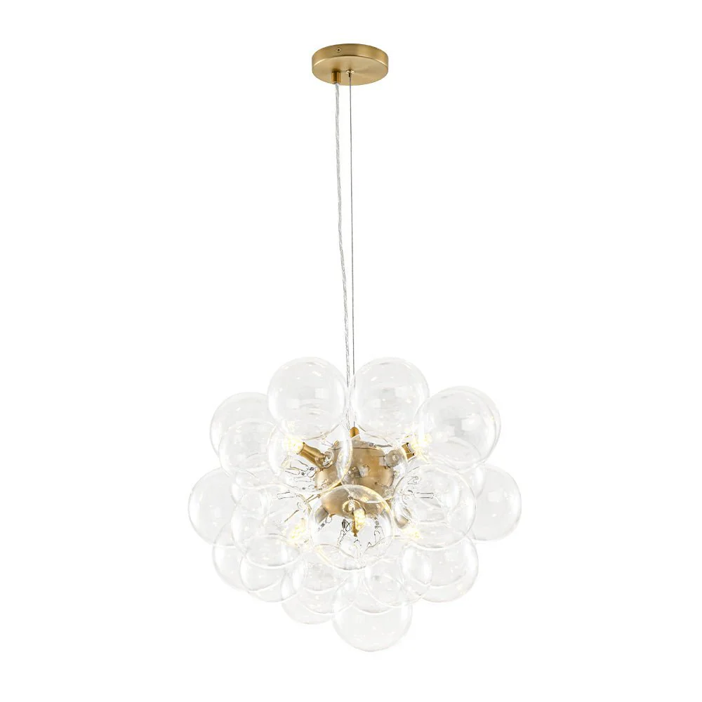 (OpenBox) 6-Light Dimmable Brass Cluster Clear Glass Bubble Sphere Chandelier - Image 6