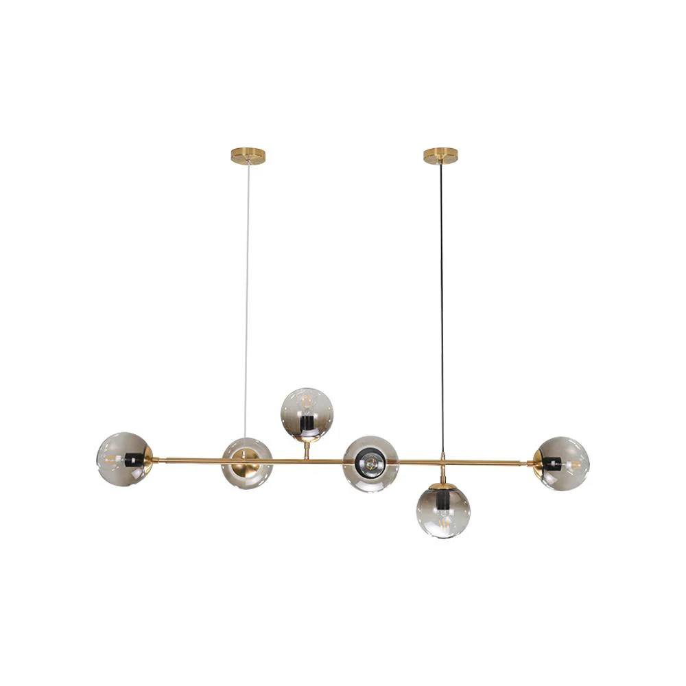 6-light Glass Globe Linear Chandelier - Image 3