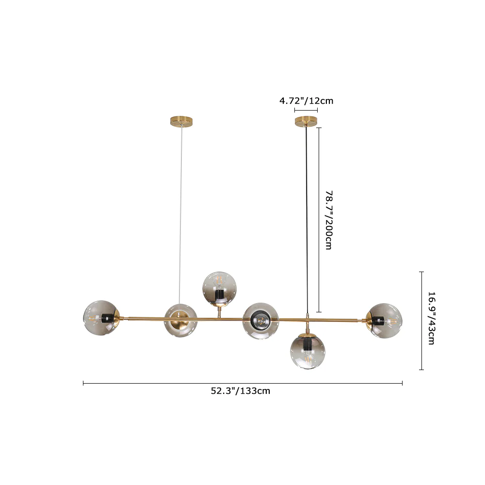 6-light Glass Globe Linear Chandelier - Image 7