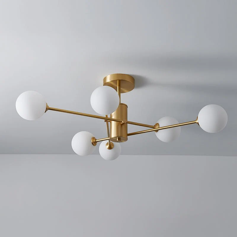 6-Light Opal Glass Globe Linear Sputnik Semi Flush - Image 5