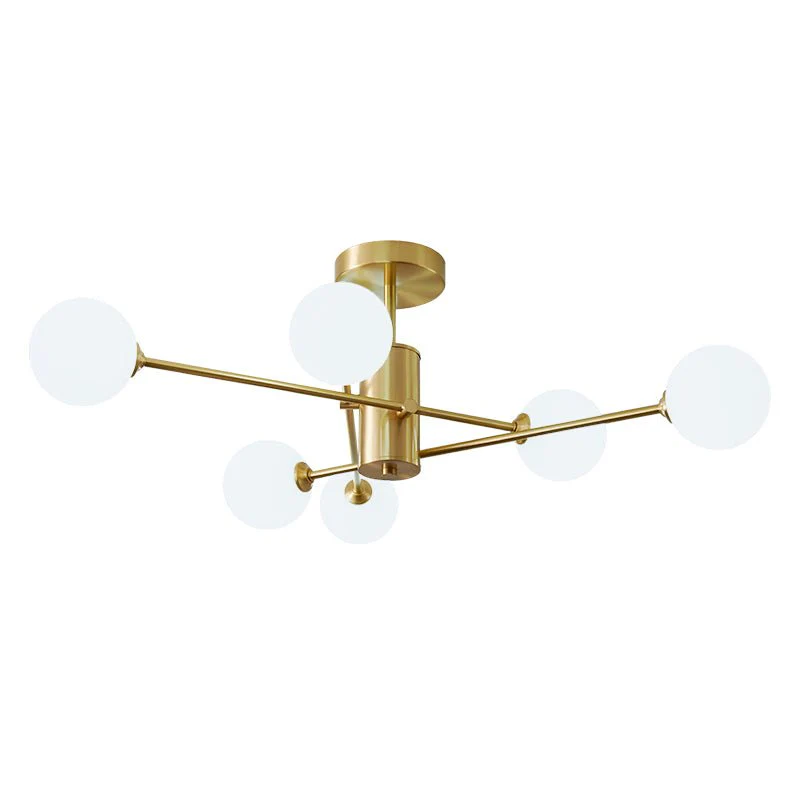 6-Light Opal Glass Globe Linear Sputnik Semi Flush - Image 6