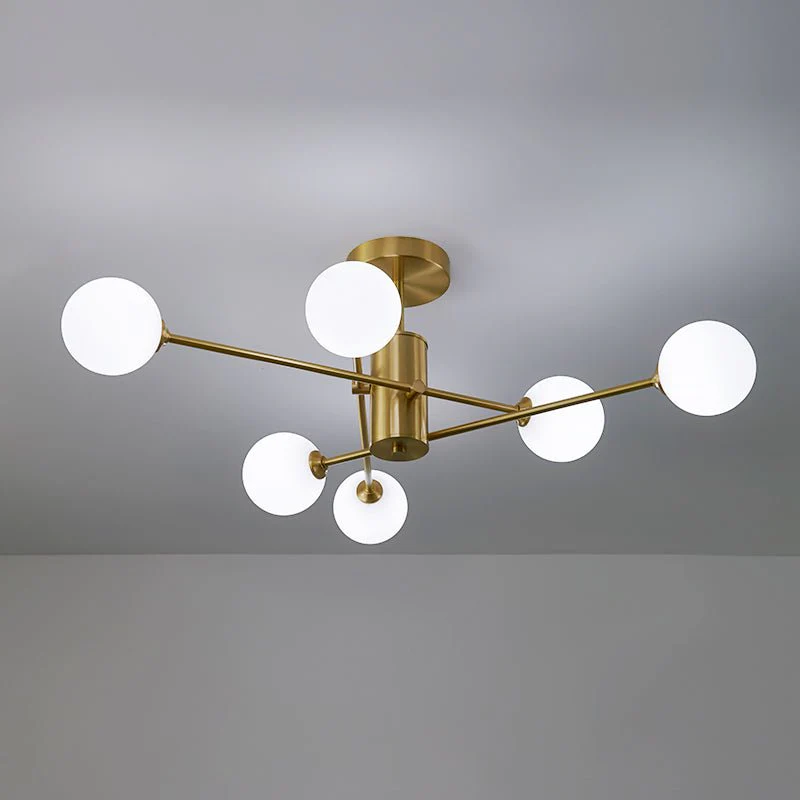 6-Light Opal Glass Globe Linear Sputnik Semi Flush - Image 7
