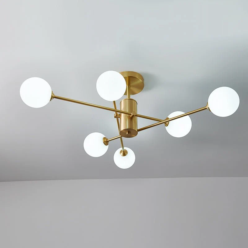 6-Light Opal Glass Globe Linear Sputnik Semi Flush - Image 8