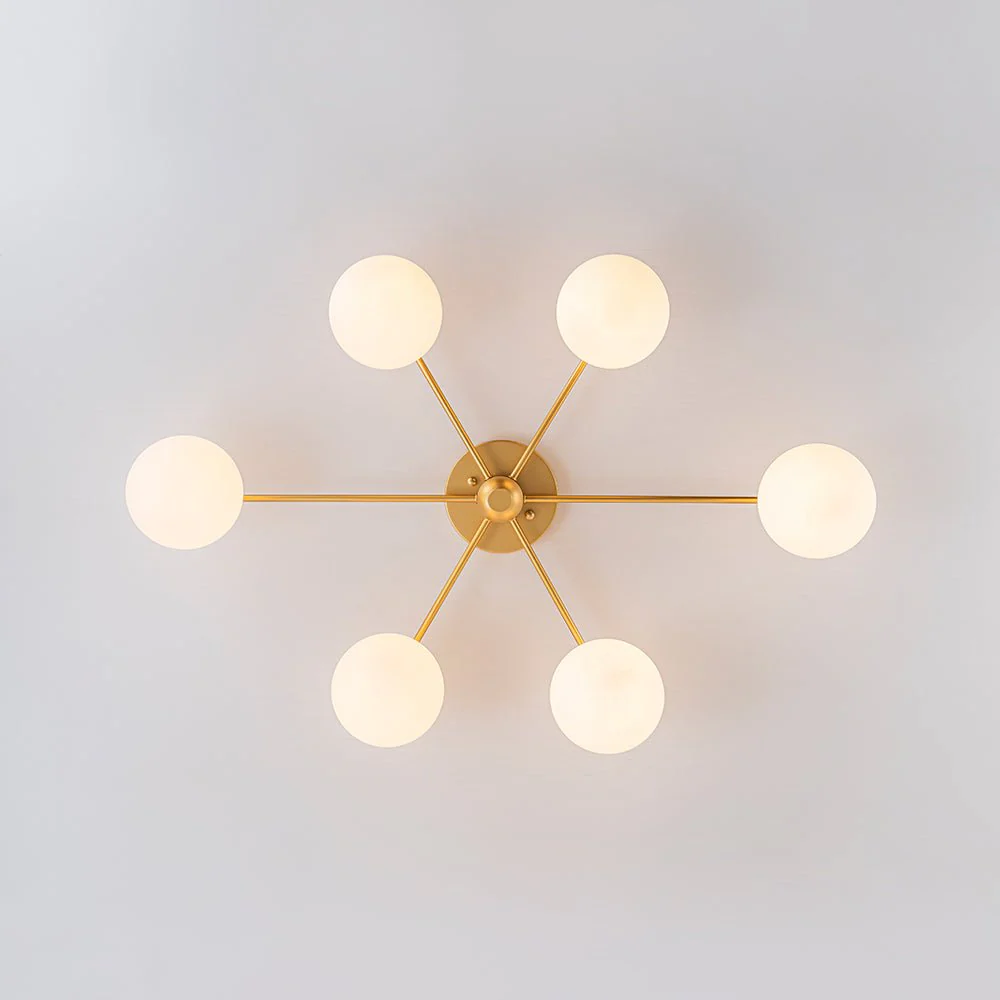 (OpenBox) 6-Light Opal Glass Globe Linear Sputnik Semi Flush Chandelier - Image 11