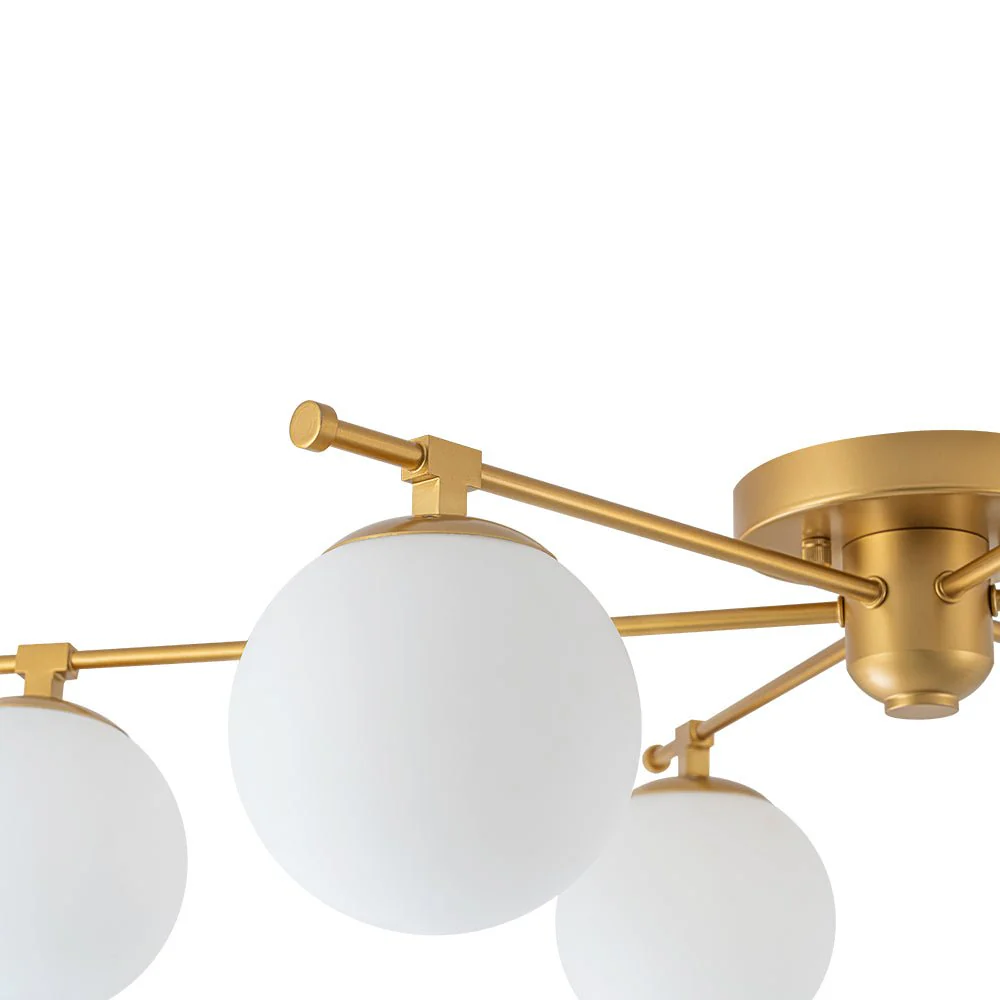 (OpenBox) 6-Light Opal Glass Globe Linear Sputnik Semi Flush Chandelier - Image 13