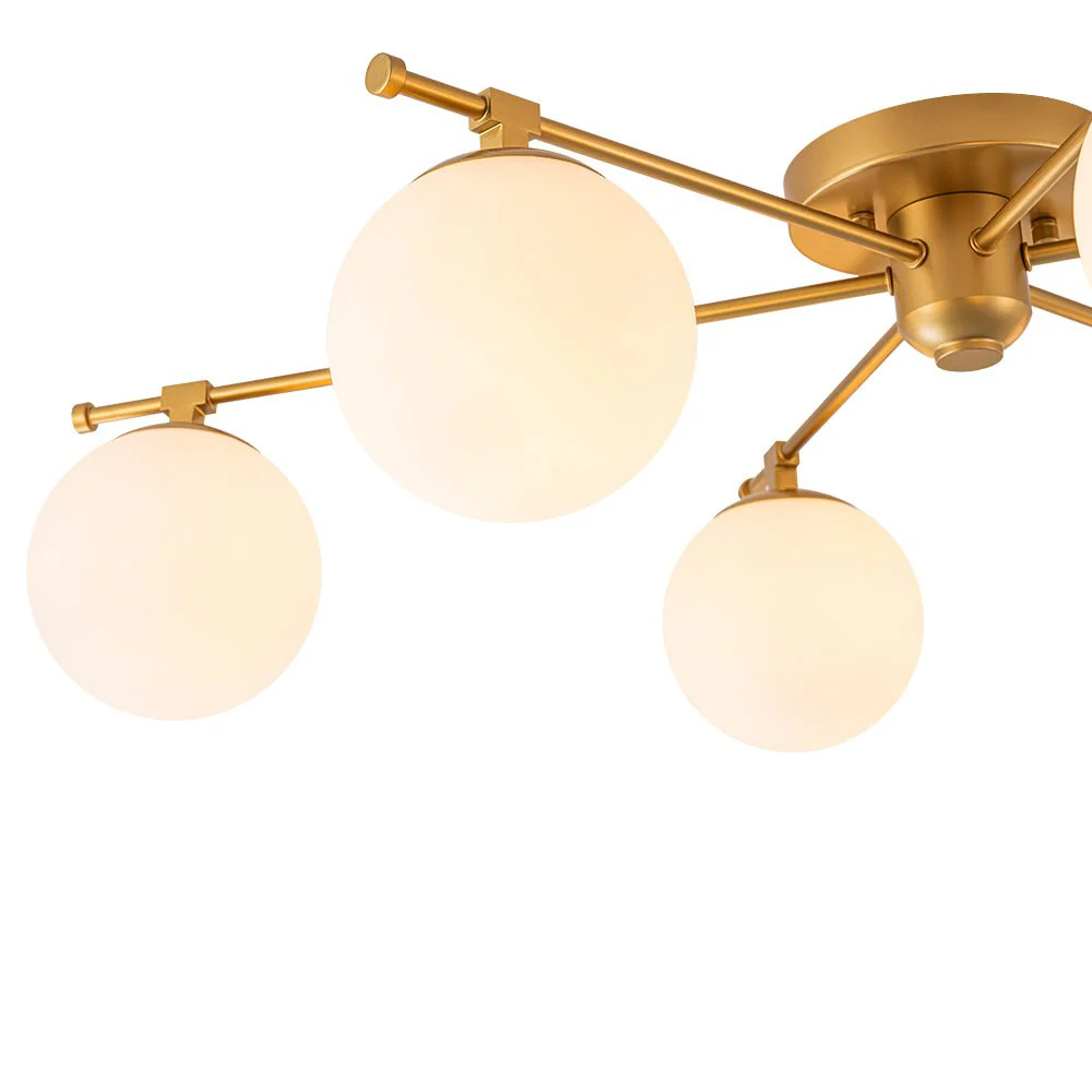 (OpenBox) 6-Light Opal Glass Globe Linear Sputnik Semi Flush Chandelier - Image 14