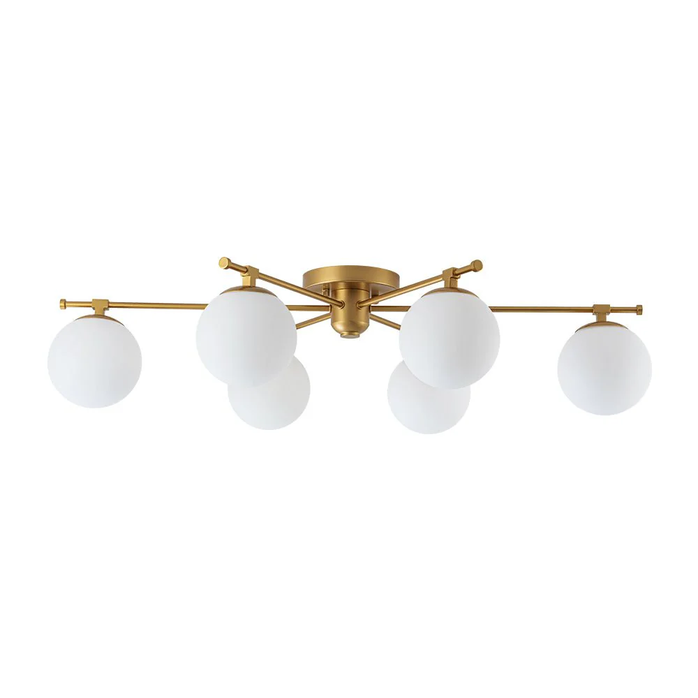 (OpenBox) 6-Light Opal Glass Globe Linear Sputnik Semi Flush Chandelier - Image 5