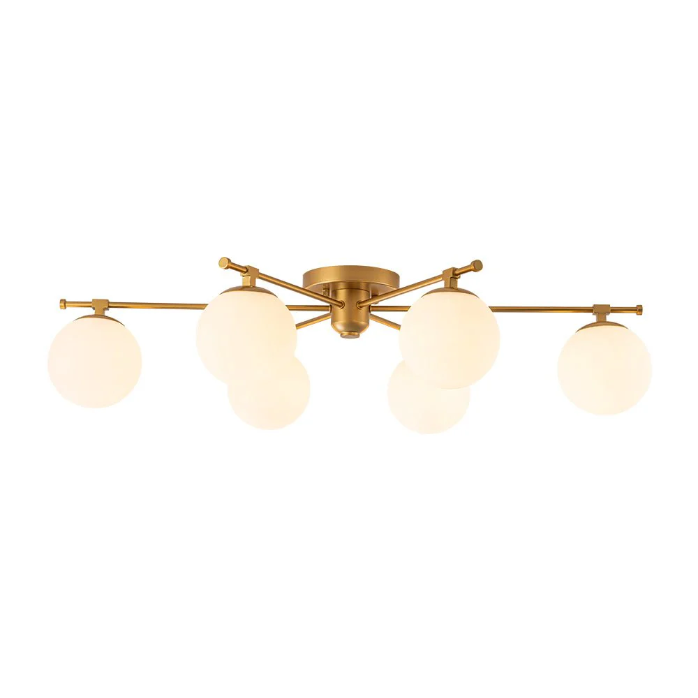 (OpenBox) 6-Light Opal Glass Globe Linear Sputnik Semi Flush Chandelier - Image 6