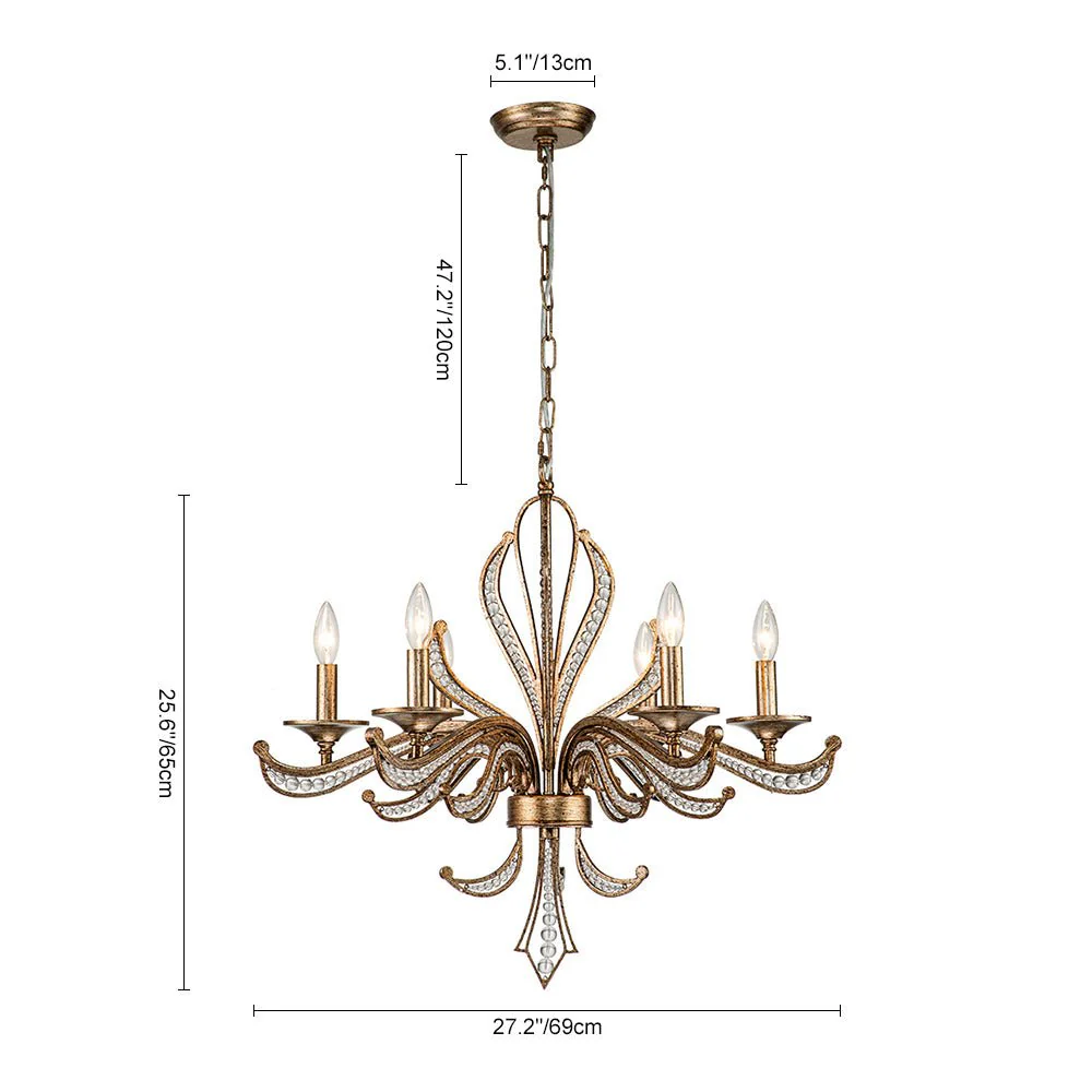 6-Light Vintage Candle Style Chandelier Crystal Beads - Image 10